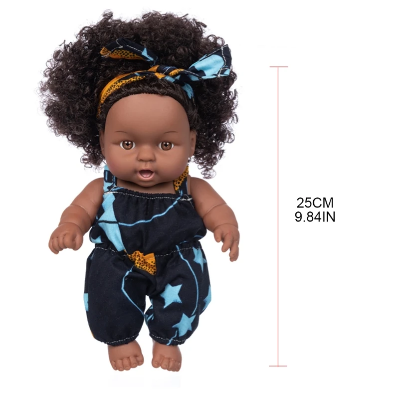 

African Black Baby Toy with Curly Hair Christmas Simualtion Cartoon Doll