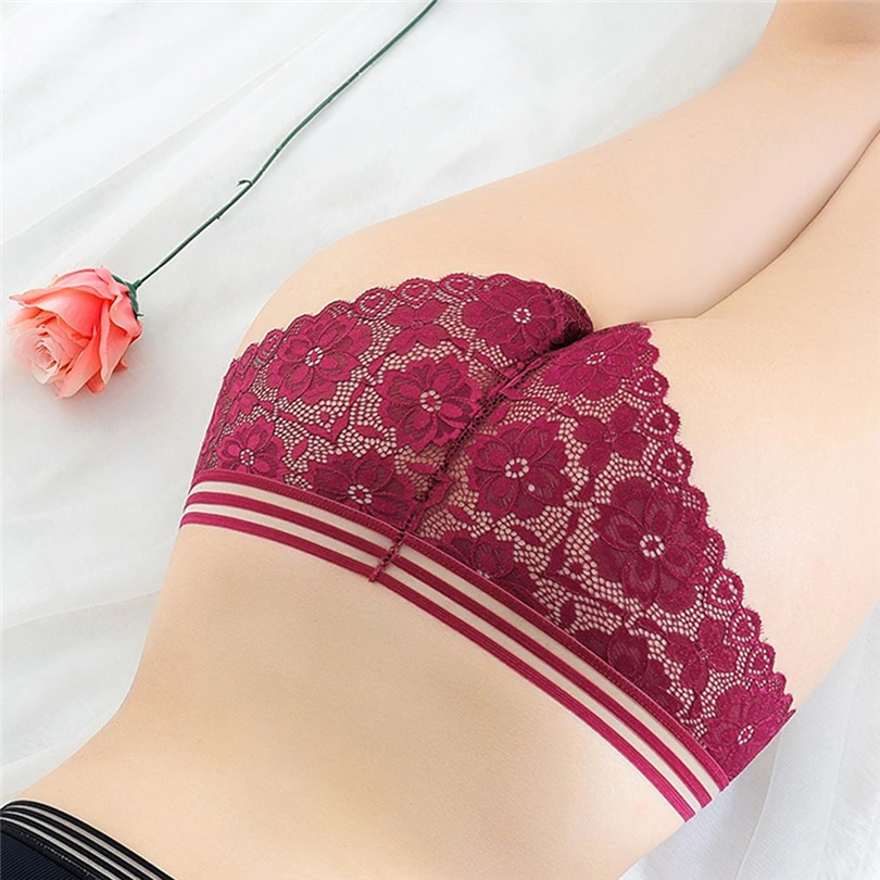 Floral Lace Sexy Lingerie Women Solid Women's Underpants Low Waist Splice Briefs Panties Ropa Interior Femenina 30DEC02 | Женская