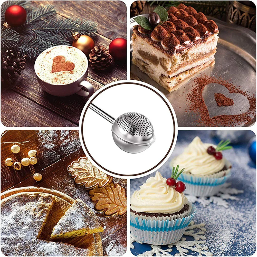 

2PCS Powdered Sugar Shaker Duster Flour Dispenser Shaker with Spring-operated Handle Stainless Steel Operation Shaker Duster