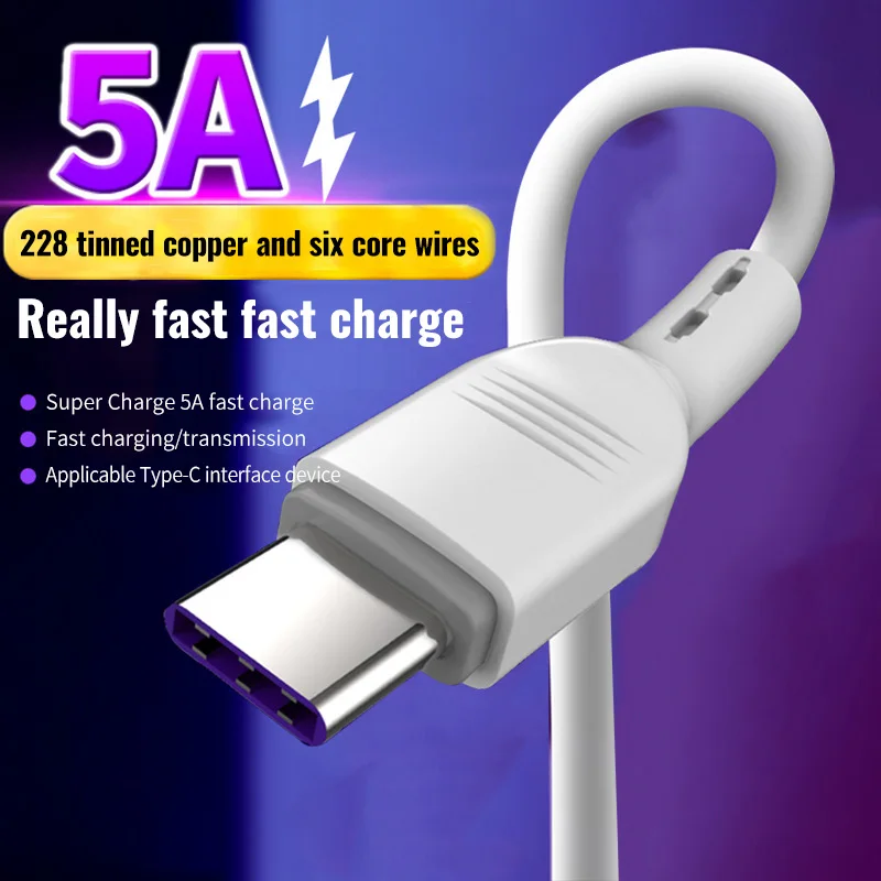 Зарядный кабель 5A USB Type C быстрая зарядка 3 0 для быстрой зарядки провод Huawei Samsung Xiaomi