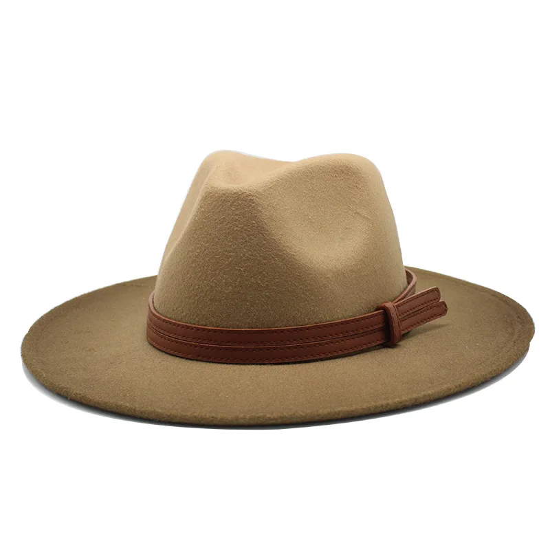Женская и мужская зимняя винтажная фетровая шляпа с широкими полями в стиле
