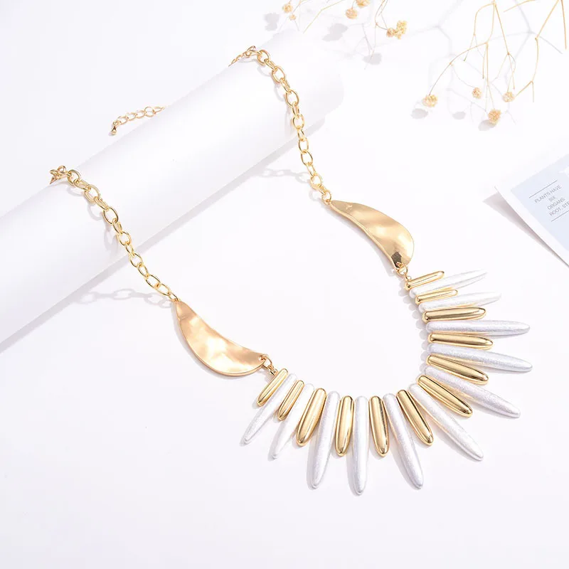 Shineland Punk Rock Rivet Collar Choker Necklace Metal Gold Silver Color Chunky Big Statement Jewelry for Women Wholesale Cheap | Украшения