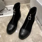 Женские ботинки на низком каблуке, однотонные ботинки сиреневого цвета с бархатной прострочкой и круглым носком, на квадратном каблуке, с застежкой-молнией спереди, новинка 2021