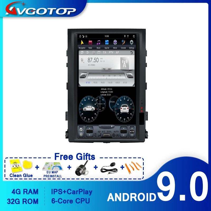 AVGOTOP Android 9 0 Tesla 2 Din в приборной панели автомобиля dvd-плеер для TOYOTA LAND CRUISER 2008-2015 6