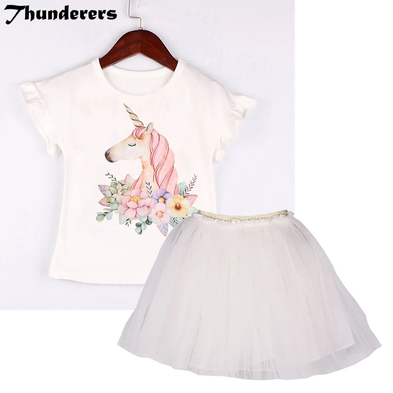 Детский комплект одежды для девочек новая белая футболка с волшебным рисунком