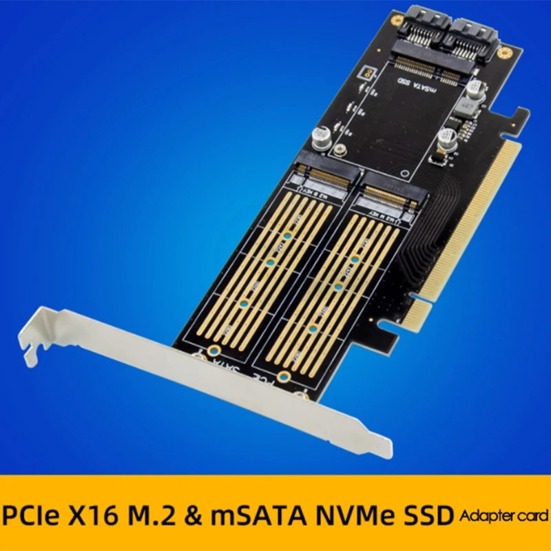 

PCI-E X16 M.2 NGFF SSD Adapter Card PCIe M.2 & MSATA NVMe Multi-Function Expansion Card for PC Laptop