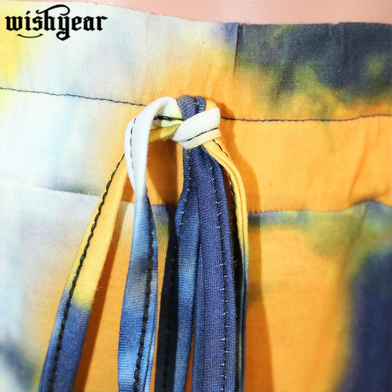 

Tie Dye Print Tracksuit Short Sleeve V-Neck Tee Tops+ Shorts Jogger Sport Two Piece Set Fashion Tracksuit Matching Set