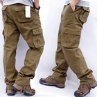 Брюки-карго мужские с множеством карманов, тактические штаны в стиле милитари для работы, Повседневная Уличная одежда, армейские прямые брюки