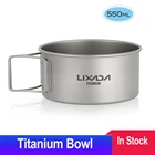 Титановая миска со складными ручками, походная миска, обеденный контейнер для еды, кастрюля для отдыха на природе, кемпинга, пешего туризма, пешего туризма