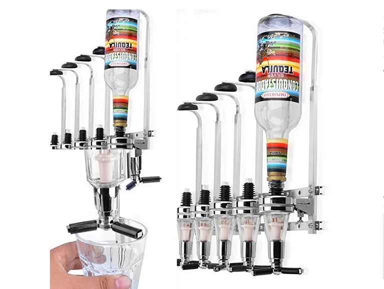 

Bar Beverage Liquor Dispenser Holder Alcohol Drink Shot Wall Mounted 6head Station Beer Wine Pourers Divider Dispensary