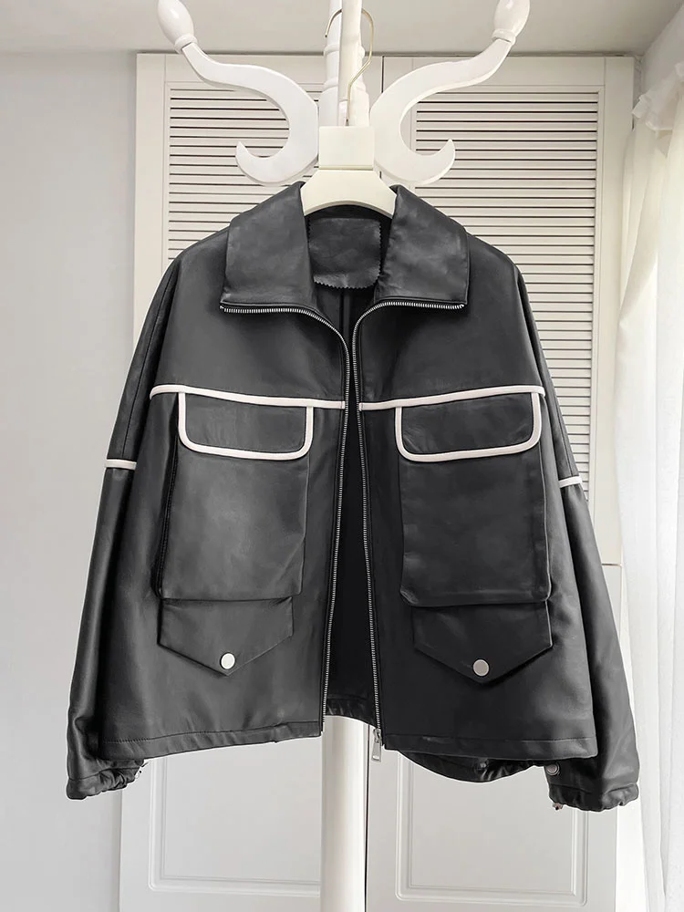 

Кожаная женская одежда Star same, черная, 2021