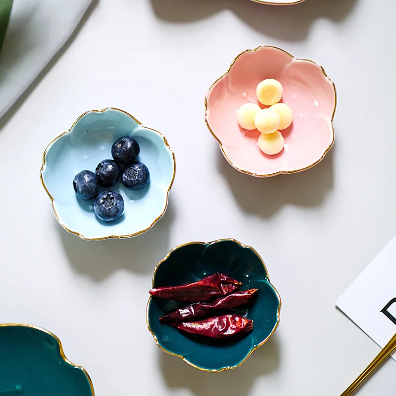 

Flower Ceramic Seasoning Dipping Bowl Sakura Ceramic Dish Cherry Blossom Serving Platter Soy sauce dish
