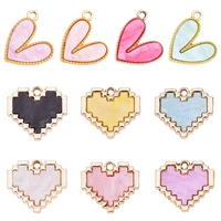 10pcs sweet acrylic heart necklace pendant red pink purple alloy love charm for jewelry making diy bracelet earring accessories