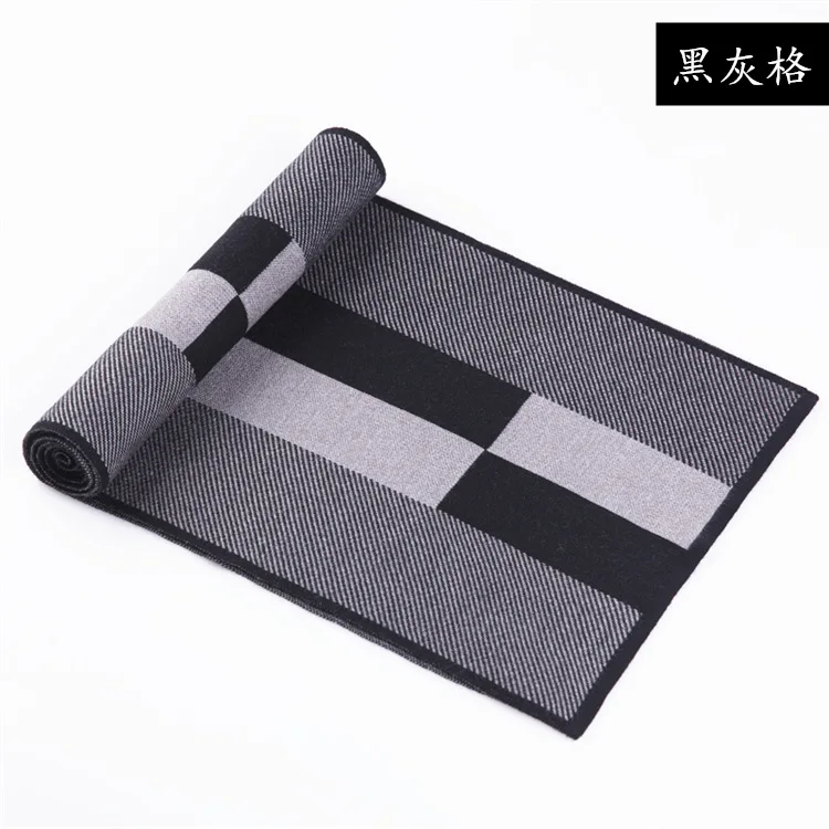 

Autumn and winter 2019KoreanPlaid leisure men's business wool leather scarf,Fashion gentleman contrast color splicing wool scarf