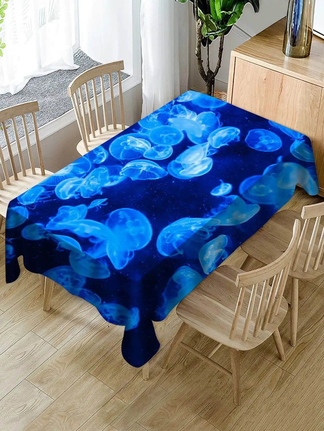 

Скатерть в виде медузы, прямоугольная 3D ткань для стола, полиэстер, морская жизнь, для банкета и обеда