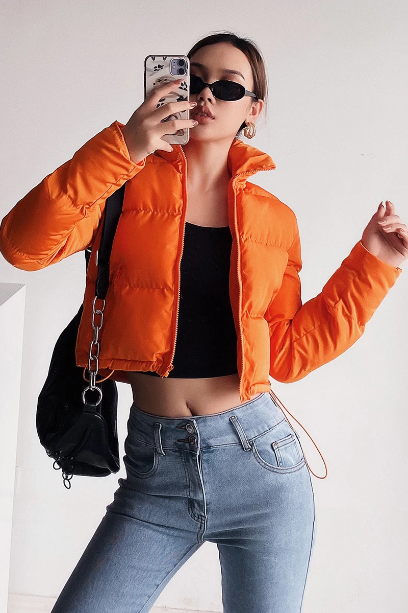 

WOMENGAGA Slim Short Cotton Padded Jacket Women's Small Cotton Padded Tops Thick And Warm Baseball Fashion Coat Parkas T2A3