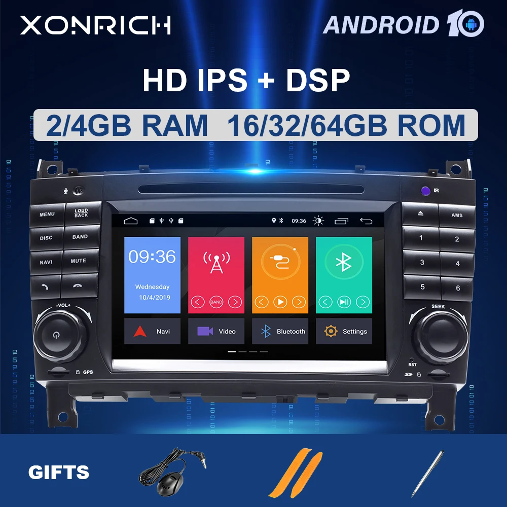 Автомобильное радио 2 Din Android 10 мультимедиа для Mercedes/Benz W203 W219 A-Class A160 C-Class C200 CLK200