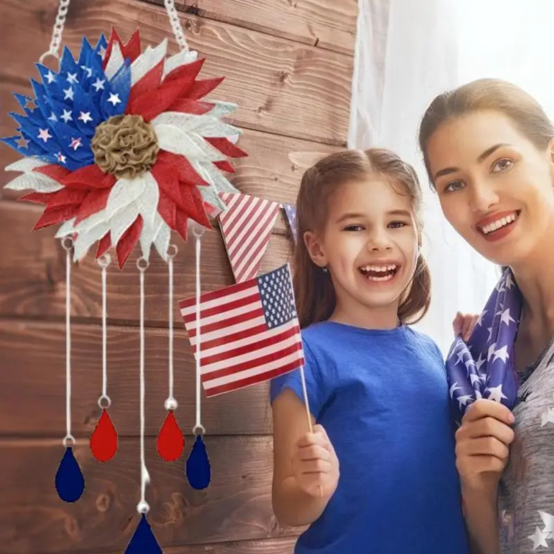 

Hanging Independence Day Patriotic Wind Chime Door Ornaments Spring Decoration Outdoor Patriotic Wreath Welcome Home Hanger R5Q4