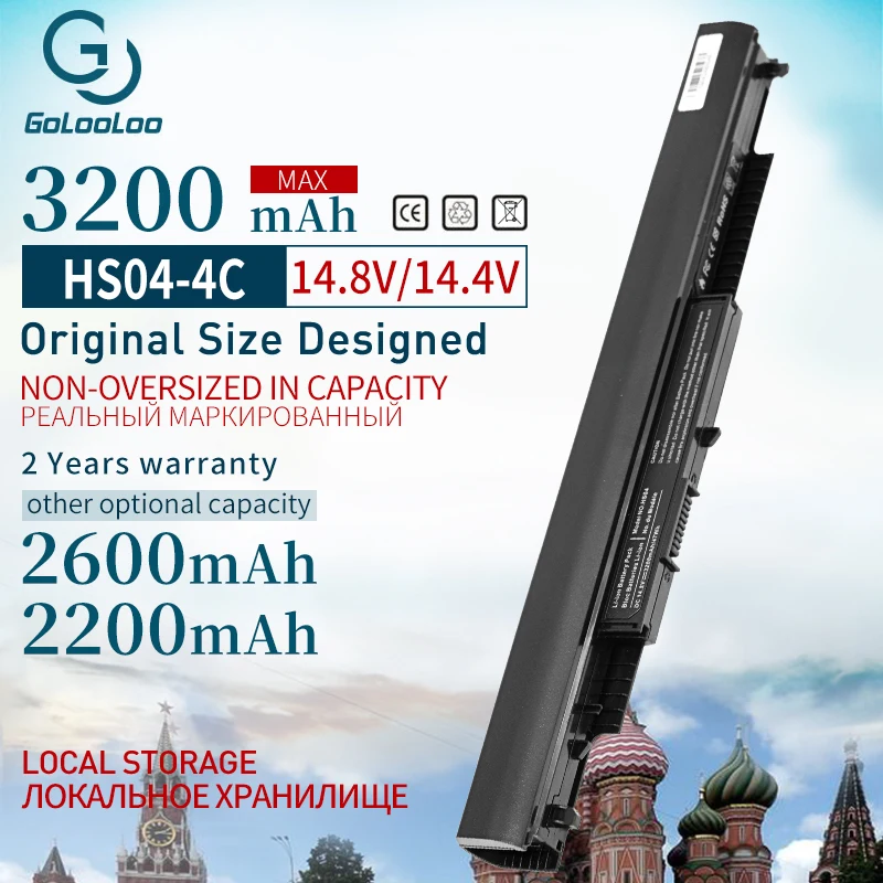 

Аккумулятор Golooloo для ноутбука, 14,8 в, 4 ячейки, HS03 HS04 HSTNN-LB6V, HSTNN-LB6U для ноутбуков HP Pavilion 240 245 250 G4, 3200 мАч