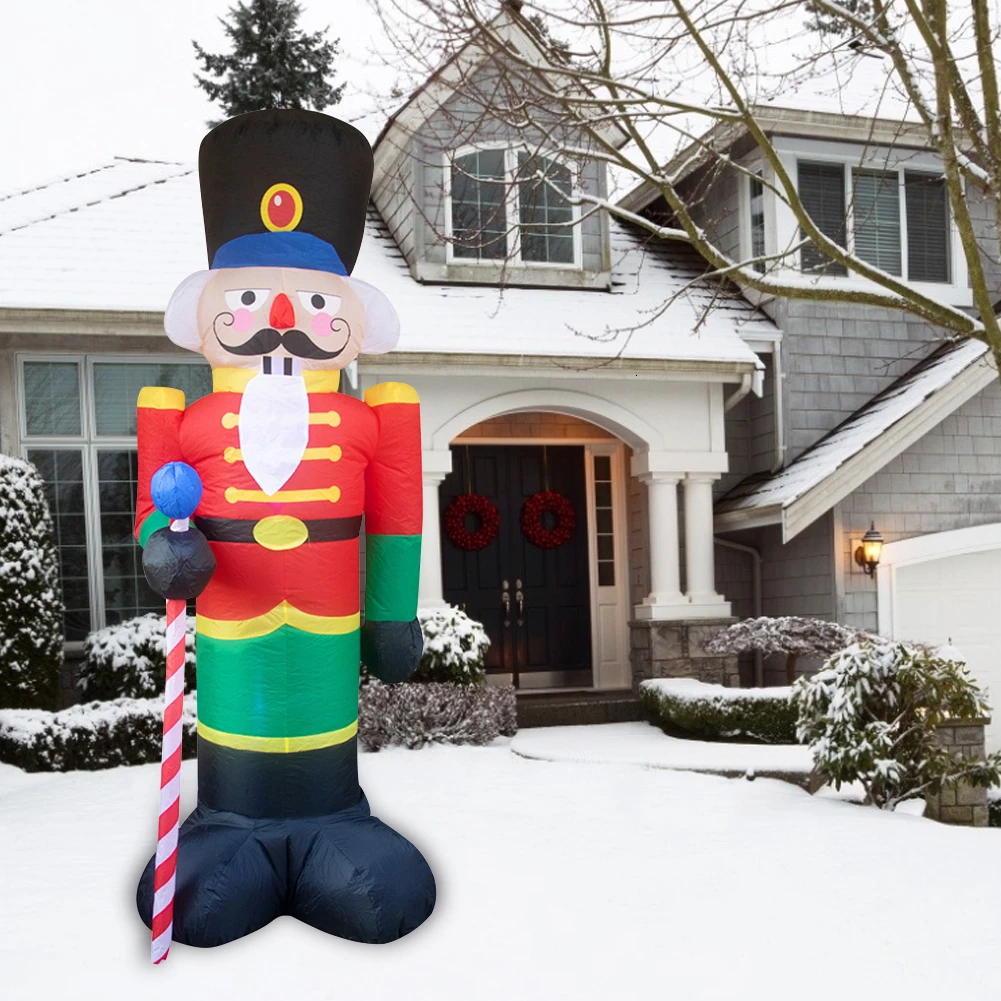 Рождественский надувной Санта Клаус солдат украшение для сада светодиодный