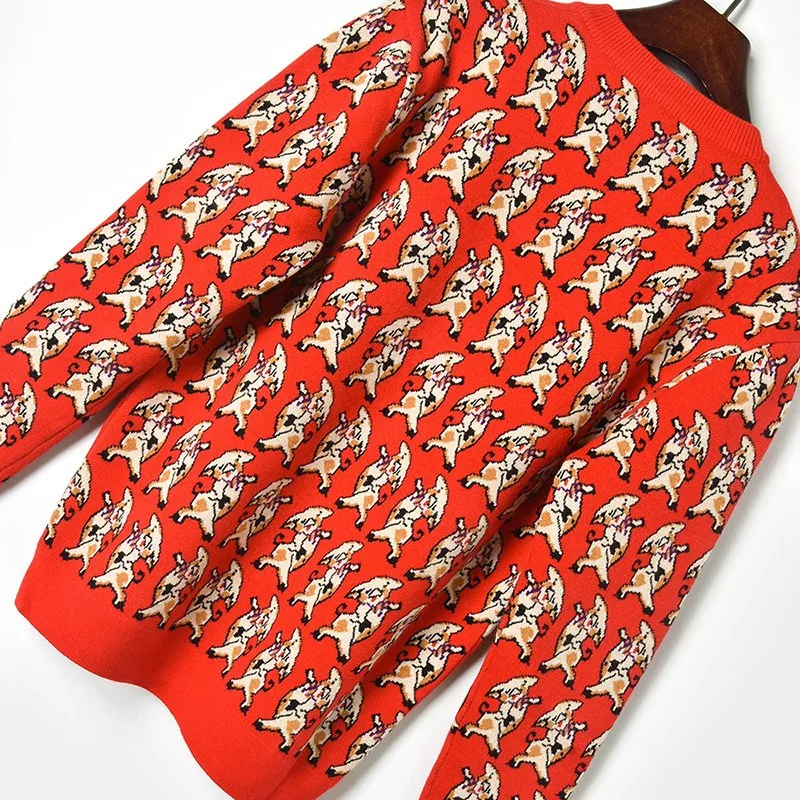 Womens Winter Sweaters 2020 Cotton Piggy Jacquard Knit Pullover Sweater Jumpers Women Fashion Red V Neck Sueter Mujer | Женская одежда