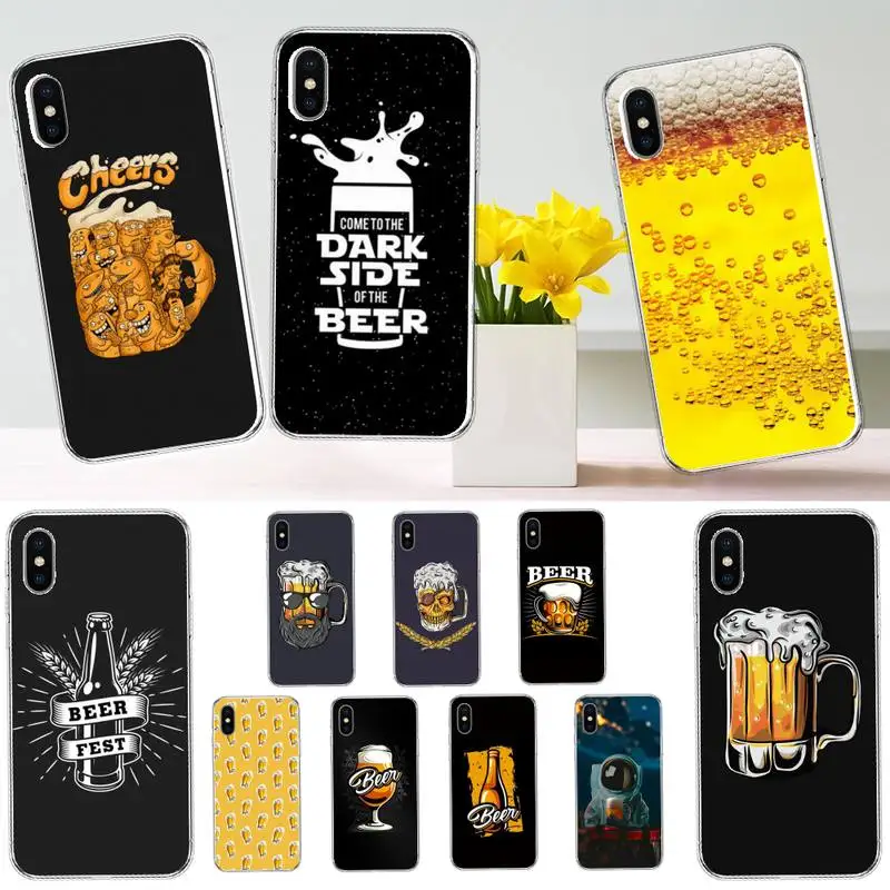 

Fun beer art painting Phone Case Transparent soft For iphone 12 11 13 7 8 6 s plus x xs xr pro max mini