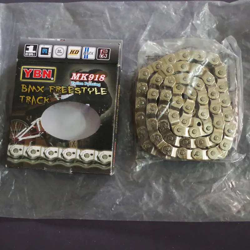 High strength single peed bike chain half cut for BMX street 102L 1/2&quot×1/8&quot gold silver | Спорт и развлечения