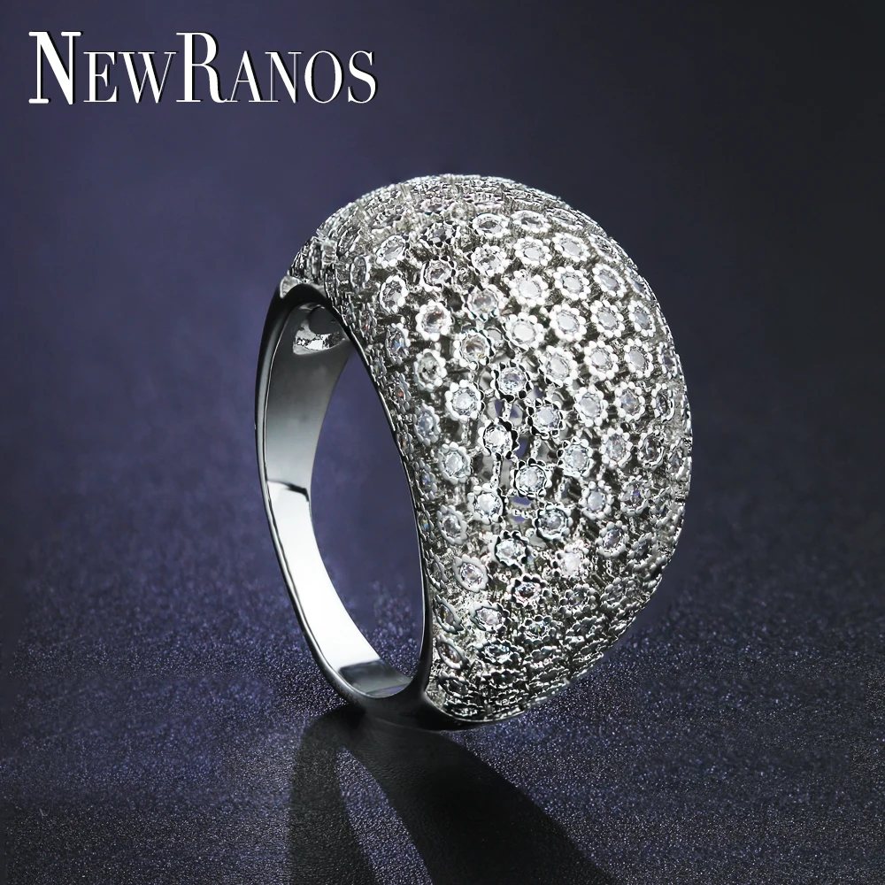 Newranos Hollow Finger Ring Micro Zirconias Pave Silver Color Unique for Fashion Jewelry Accessories R09GY1292 | Украшения и - Фото №1