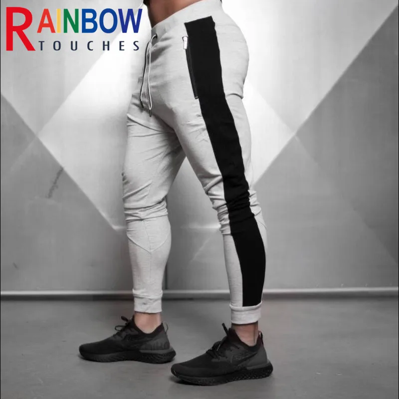 

Rainbowtouches All Seasons Fitness Men New Style Casual Slim Zipper Pocket Printing Gym Sport Pencil Pants 100%Cotton