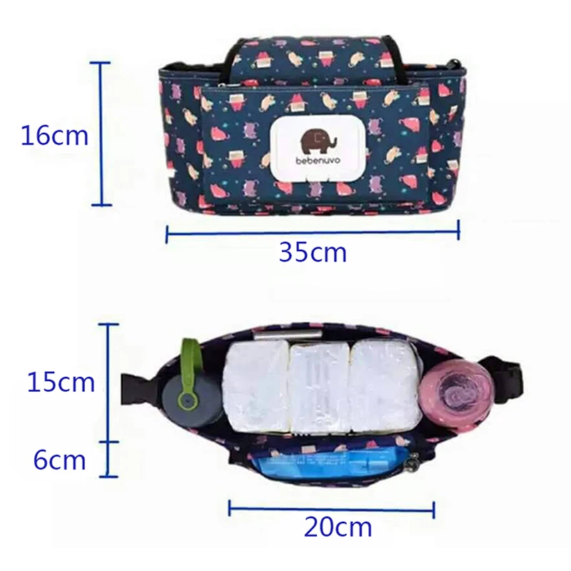 

Baby Stroller Organizer Bag Mummy Diaper Bag Hook Baby Carriage Waterproof Large Capacity Stroller Accessories Travel Nappy
