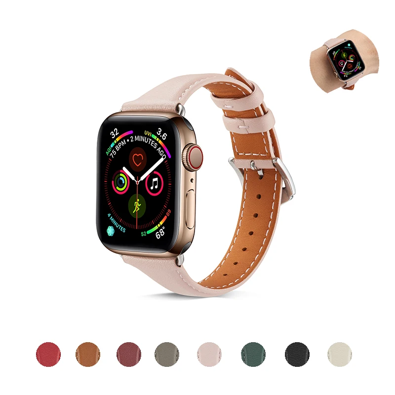 Ремешок из натуральной кожи для Apple Watch 5/4 40 мм 44 спортивный браслет Iwatch Series 3/2/1 38 42