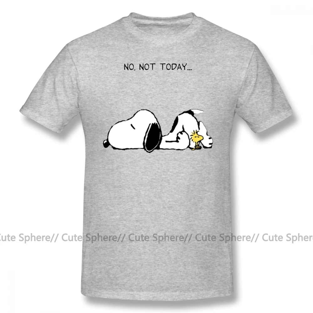 Футболка Peanuts, футболка No Not Today, Мужская большая футболка, Повседневная забавная футболка с коротким рукавом, 100 хлопок, графическая футболка - Цвет: Gray