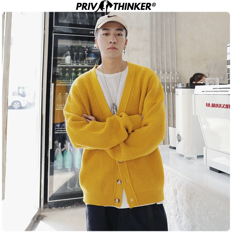 Privathinker 2020 мужские однотонные свободные вязаные свитера свободный свитер