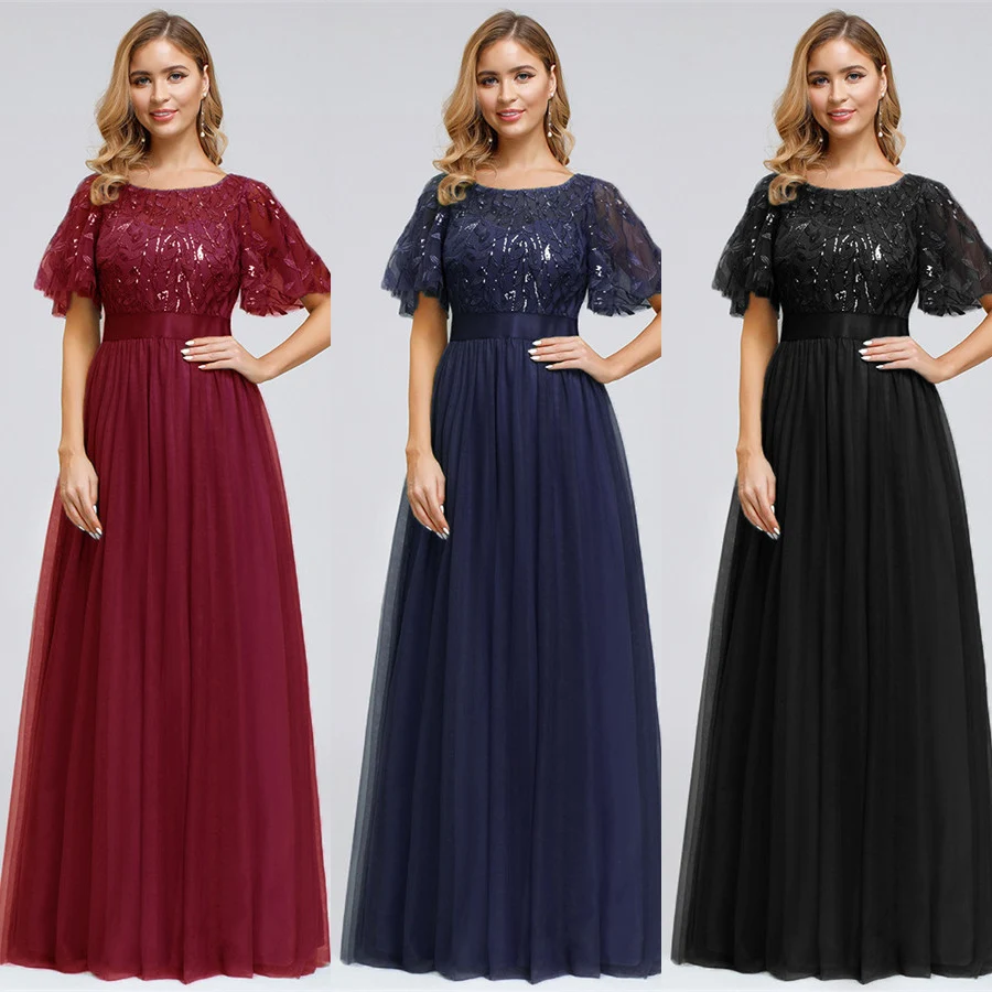 Вечернее платье 2020 с О образным вырезом и блестками Robe De Soiree HQ004 стильного размера
