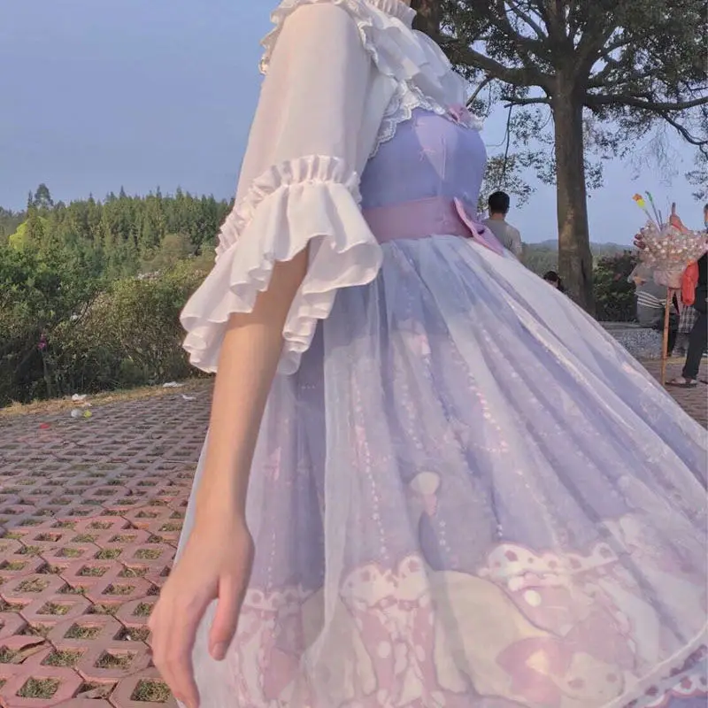 

MAGOGO French Fairy Flower Dress Women Elegant Lace Chiffon Korean Party Dress 1PC M-L