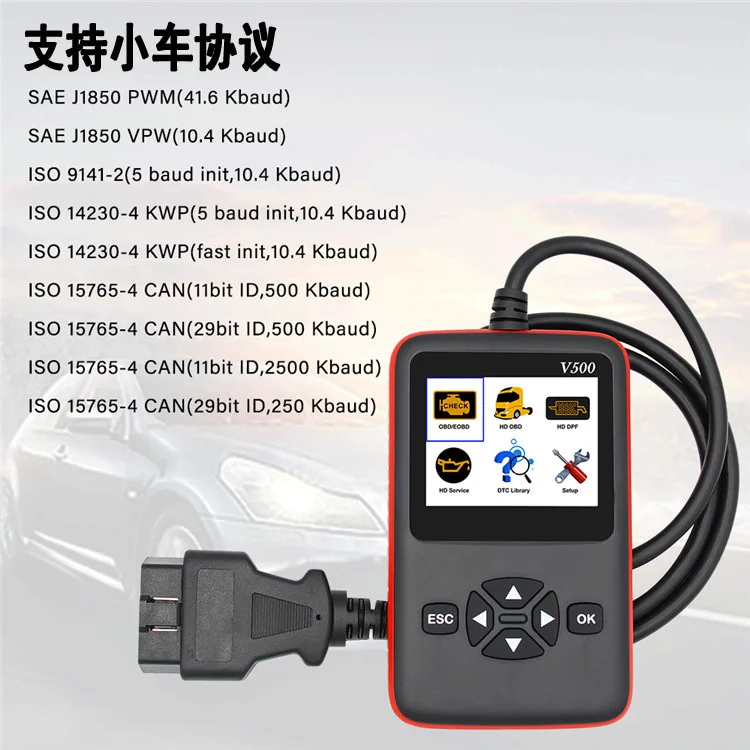 Новейший V500 OBD2 EOBD HDOBD сканер Automotivo дизельный Автомобильный сканер диагностический инструмент для Cummins Detroit ISUZU HINO двигатель