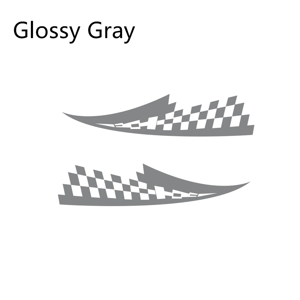 Glossy Gray 2 шт. 17x77 см наклейки на капот автомобиля виниловая пленка авто гоночный Спорт Стайлинг наклейки все модели автомобиля Тюнинг аксессуары - Название цвета: Glossy Gray
