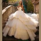 Свадебные платья принцессы с длинным шлейфом, свадебные платья, индивидуальный пошив 2021, официальное женское платье невесты с бисером и аппликацией для невесты