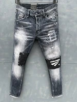 new dsquared2 menswomens jeans fashion slim fitting washed worn out paint and broken ink printed stretch pants 052