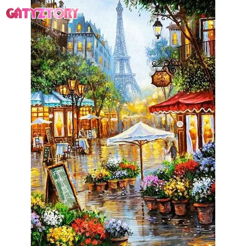 

GATYZTORY 5D DIY Diamond Painting Diamond Embroidery Full Square Drill Street Scenery Embroidery Mosaic Home Decor