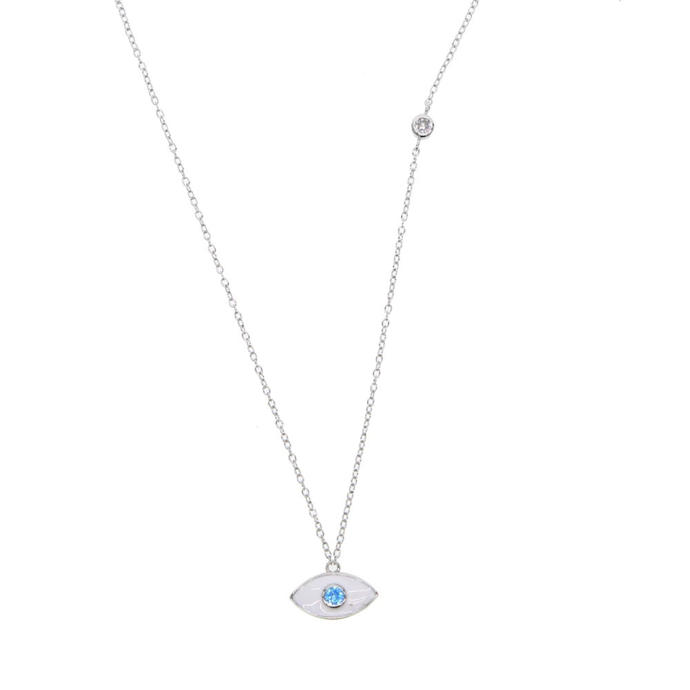 Весна Высокое качество сглаза с одним aaa cz ожерелье 100% 925 пробы изящная тонкая