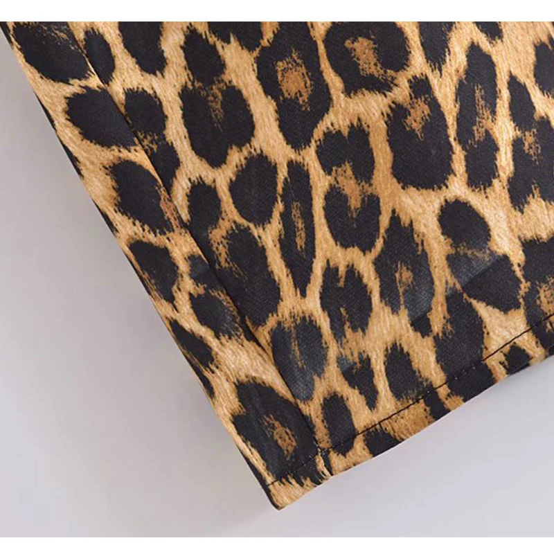 

ZA Women Mini Camis Dress 2021 Elegant Leopard Printed Slash Neck Dresses Pullover Straight Sleeveless Party Female Outfit