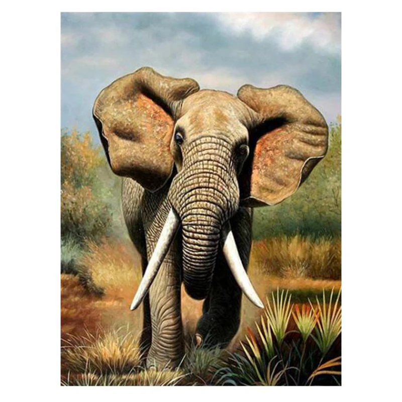 

Dpsprue Full 5D DIY Square/Round Drill Diamond Painting "Animal Elephant" Diamond Embroidery Cross Stitch 3D Decor Gift DF216