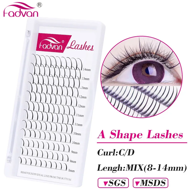 

Fadvan A Shape Individual Eyelashes Extension Professional Makeup Cluster Natural Fluffy False Eyelashes 3D Faux Mink Lashes