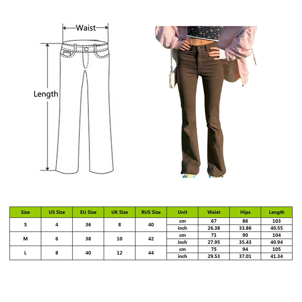 

Vintage Basic Brown Y2K Denim Jeans Women Streetwear Harajuku Stretch Flare Pants Joggers Cotton Trousers Fashion Cuteandpsycho