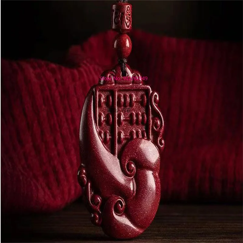 

Hot Selling Natural Hand-carve Cinnabar Abacus Necklace Pendant Fashion Jewelry Men Women Luck Gifts