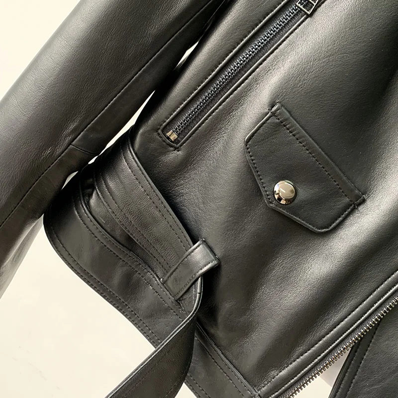 Новинка весны 2020 кожаная куртка из натуральной овечьей кожи женская короткая