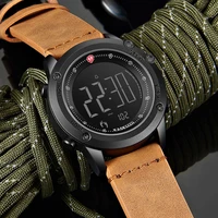 military sports mens watch digital display waterproof leather watches male led electronic wristwatches man clock chronograph