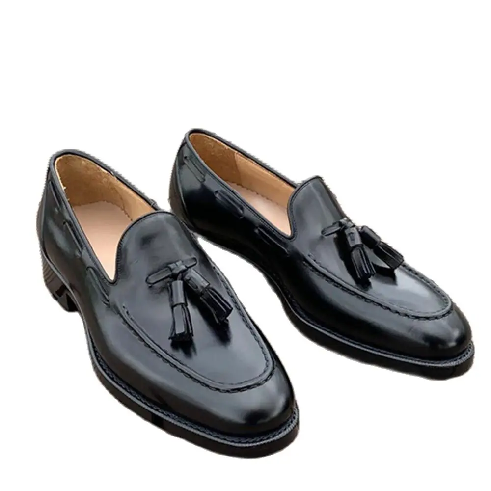 

Sipriks Retro Casual Calf Leather Boat Shoes Mens Black Goodyear Welted Loafers With Tassels Boss Topsiders Gents Suit Social 45