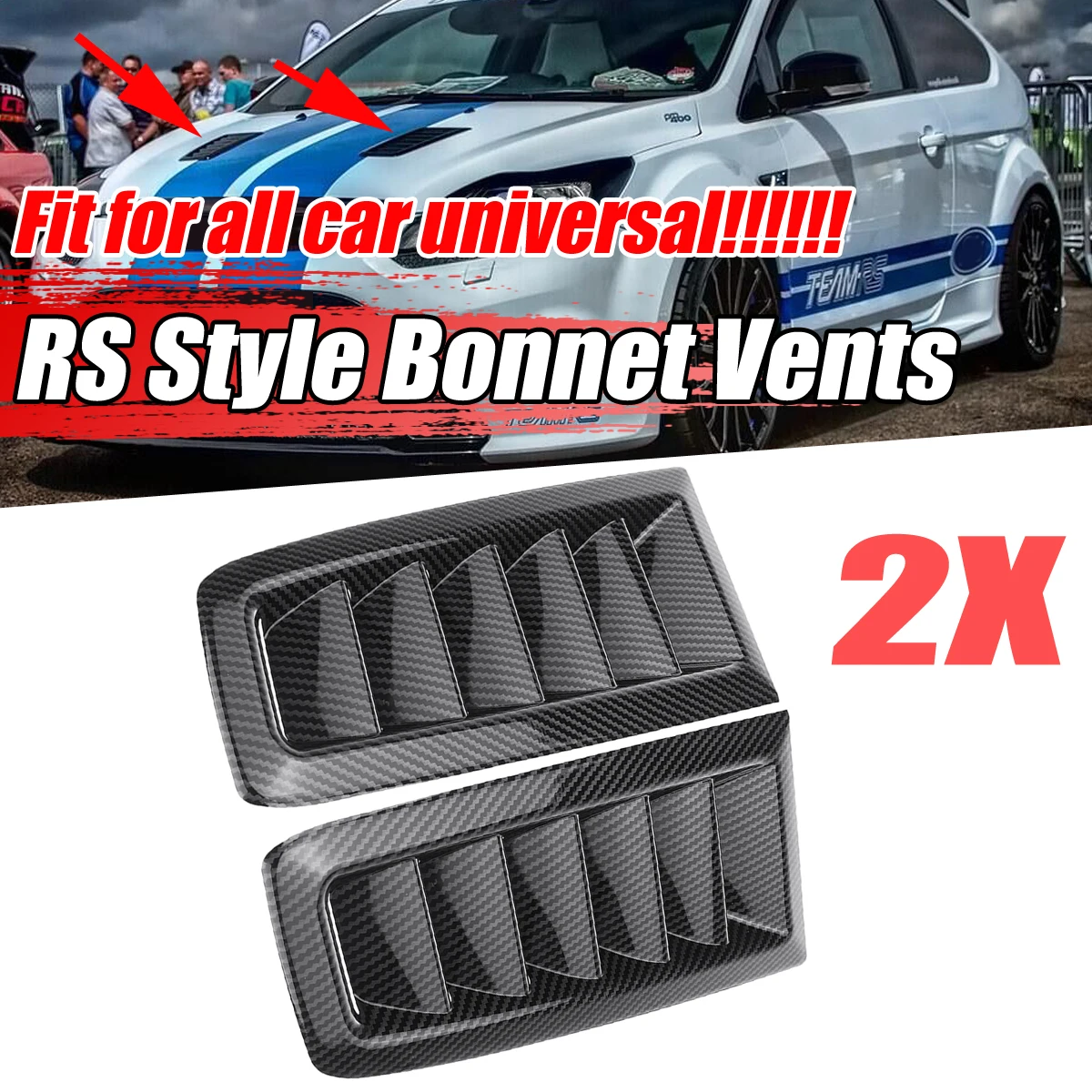ABS Universal 2x Car Front Bonnet Vents Hood For Ford For Focus MK2 For BMW For BENZ For Audi For Civic For LEXUS For VW Golf